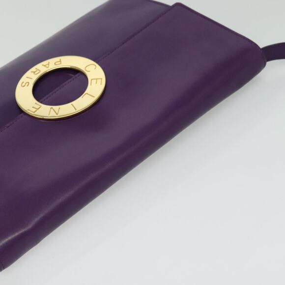 CELINE Shoulder Bag Leather Purple Gold - Picture 6 of 12